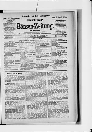 Berliner Börsen-Zeitung on Apr 2, 1914