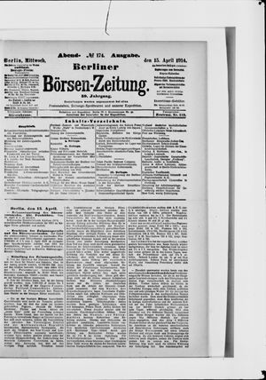 Berliner Börsen-Zeitung on Apr 15, 1914
