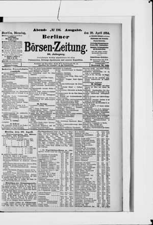 Berliner Börsen-Zeitung on Apr 28, 1914