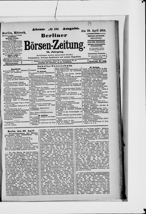 Berliner Börsen-Zeitung vom 29.04.1914