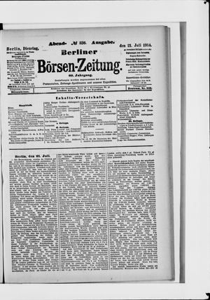 Berliner Börsen-Zeitung vom 21.07.1914