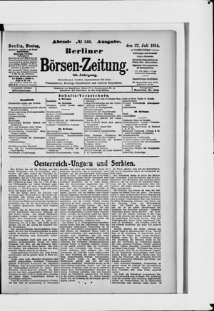 Berliner Börsen-Zeitung vom 27.07.1914