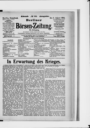 Berliner Börsen-Zeitung vom 01.08.1914
