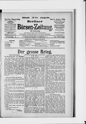 Berliner Börsen-Zeitung vom 06.08.1914