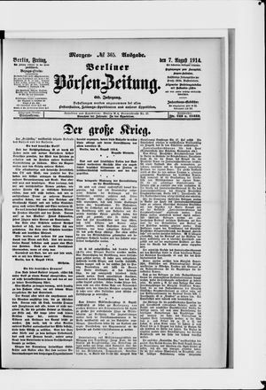 Berliner Börsen-Zeitung vom 07.08.1914