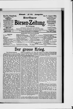 Berliner Börsen-Zeitung vom 08.08.1914