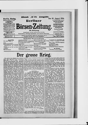 Berliner Börsen-Zeitung vom 10.08.1914