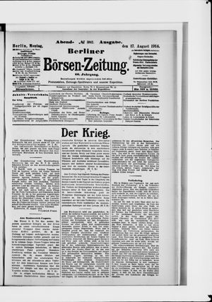 Berliner Börsen-Zeitung vom 17.08.1914