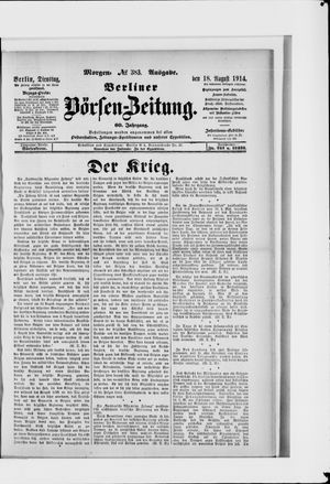 Berliner Börsen-Zeitung vom 18.08.1914