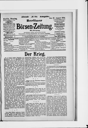 Berliner Börsen-Zeitung vom 18.08.1914