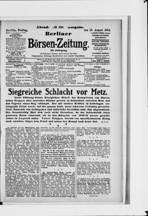 Berliner Börsen-Zeitung vom 21.08.1914