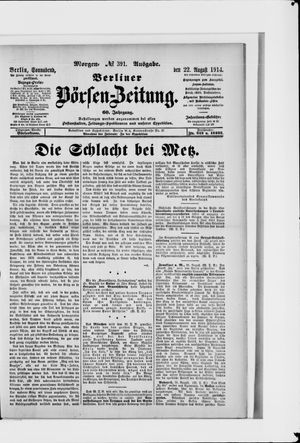 Berliner Börsen-Zeitung vom 22.08.1914