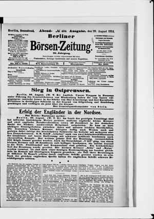 Berliner Börsen-Zeitung vom 29.08.1914