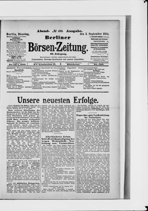 Berliner Börsen-Zeitung vom 01.09.1914