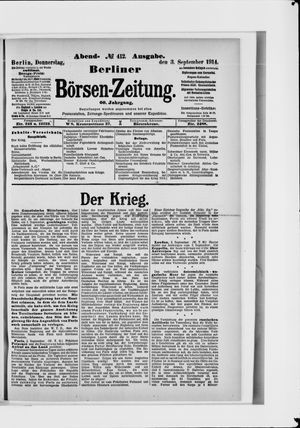 Berliner Börsen-Zeitung vom 03.09.1914