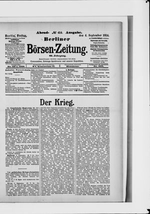 Berliner Börsen-Zeitung vom 04.09.1914