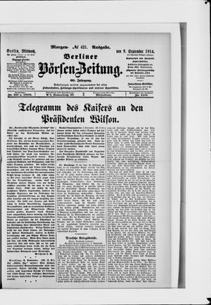 Berliner Börsen-Zeitung vom 09.09.1914