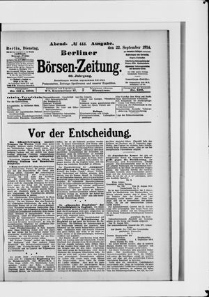 Berliner Börsen-Zeitung vom 22.09.1914