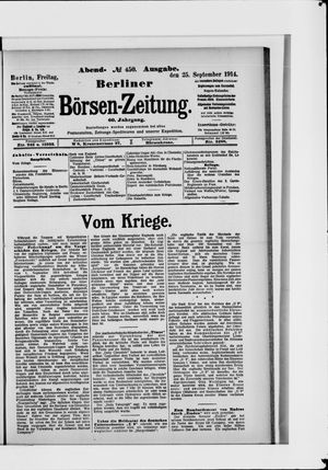 Berliner Börsen-Zeitung vom 25.09.1914