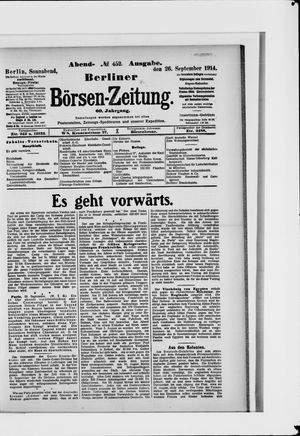Berliner Börsen-Zeitung vom 26.09.1914