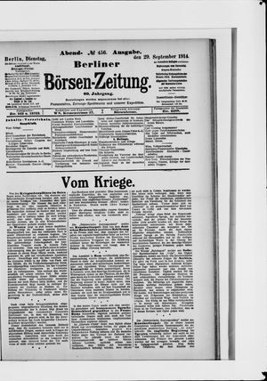 Berliner Börsen-Zeitung vom 29.09.1914