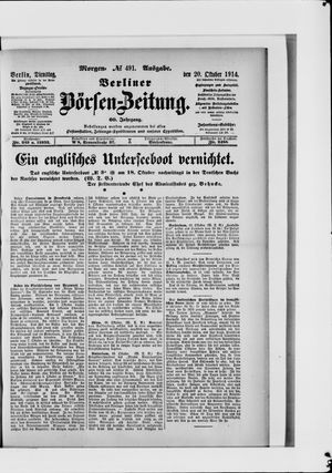 Berliner Börsen-Zeitung vom 20.10.1914