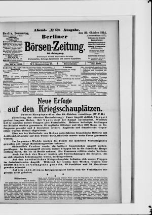 Berliner Börsen-Zeitung on Oct 29, 1914