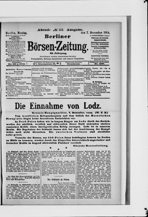 Berliner Börsen-Zeitung vom 07.12.1914
