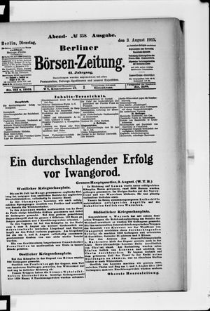 Berliner Börsen-Zeitung vom 03.08.1915