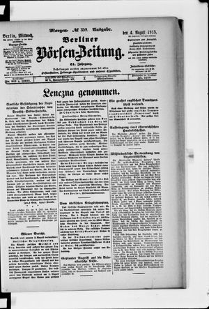 Berliner Börsen-Zeitung vom 04.08.1915
