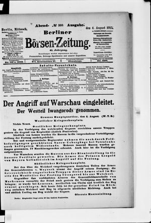Berliner Börsen-Zeitung vom 04.08.1915