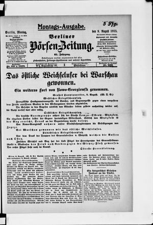 Berliner Börsen-Zeitung vom 09.08.1915