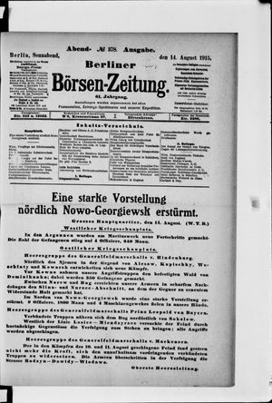 Berliner Börsen-Zeitung vom 14.08.1915