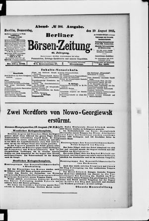 Berliner Börsen-Zeitung on Aug 19, 1915
