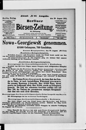Berliner Börsen-Zeitung vom 20.08.1915