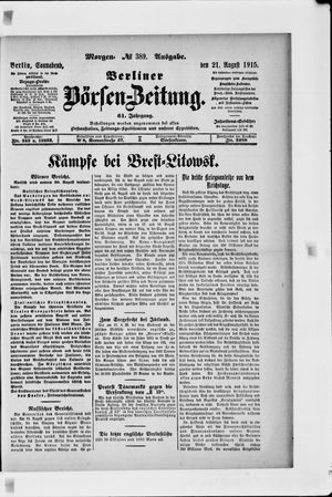 Berliner Börsen-Zeitung vom 21.08.1915