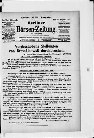 Berliner Börsen-Zeitung vom 25.08.1915