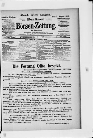 Berliner Börsen-Zeitung on Aug 27, 1915