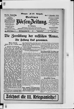 Berliner Börsen-Zeitung vom 02.09.1915