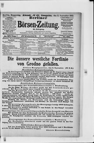 Berliner Börsen-Zeitung vom 02.09.1915