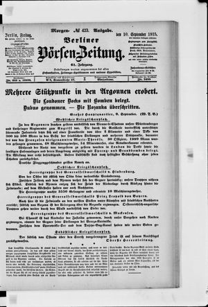 Berliner Börsen-Zeitung vom 10.09.1915