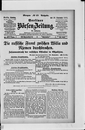 Berliner Börsen-Zeitung vom 19.09.1915