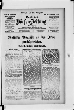 Berliner Börsen-Zeitung vom 25.09.1915