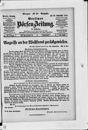 Berliner Börsen-Zeitung vom 26.09.1915