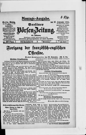 Berliner Börsen-Zeitung vom 27.09.1915