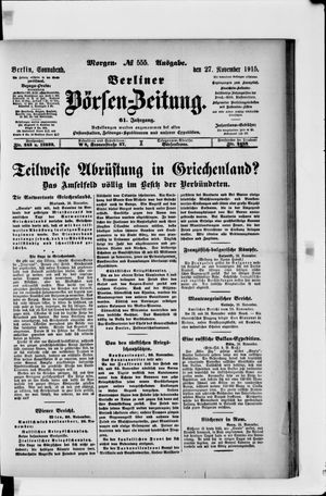 Berliner Börsen-Zeitung vom 27.11.1915