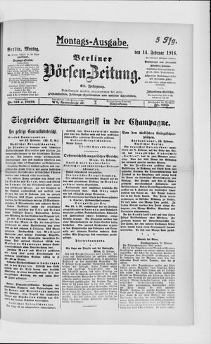 Berliner Börsen-Zeitung vom 14.02.1916