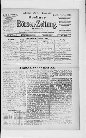 Berliner Börsen-Zeitung on Feb 22, 1916
