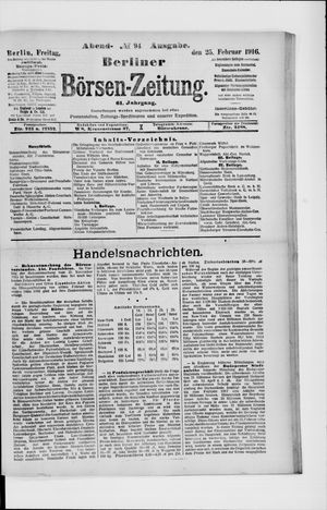 Berliner Börsen-Zeitung on Feb 25, 1916