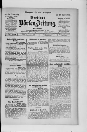 Berliner Börsen-Zeitung on Apr 13, 1916